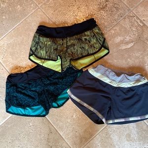 3 LuLulemon running shorts. Size 4